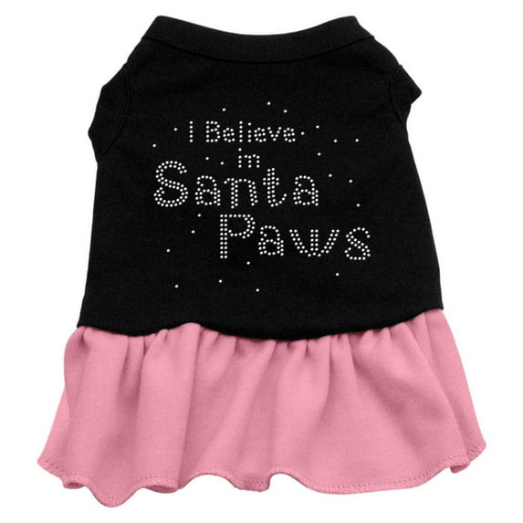 Christmas Pet Dog Cat Dress Rhinestone, "I Believe In Santa Paws"