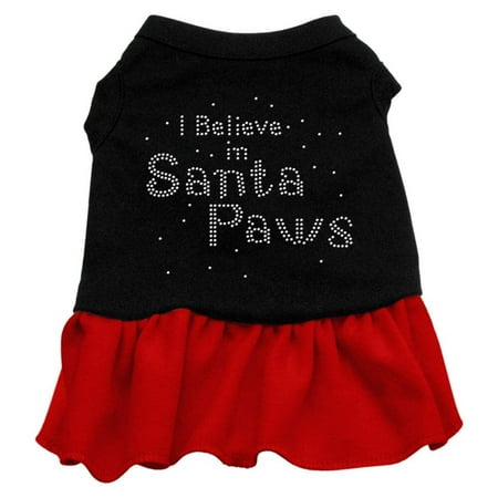 Christmas Pet Dog Cat Dress Rhinestone, "I Believe In Santa Paws"