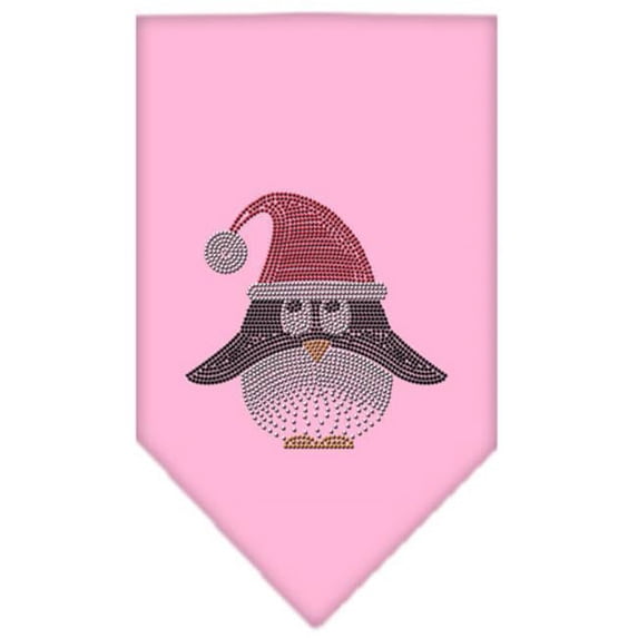 Santa Penguin Rhinestone Bandana - Light Pink, Small