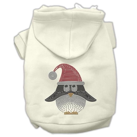 Santa Penguin Rhinestone Hoodies, Cream - Small 10