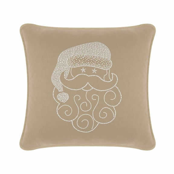 Santa Pillow - 16x16 - Taupe Velvet