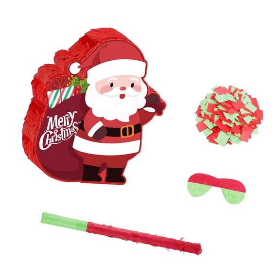 Santa Pinata Prop Game Includes Blindfold and Rod for Kids Christmas Holiday Party Entertainment