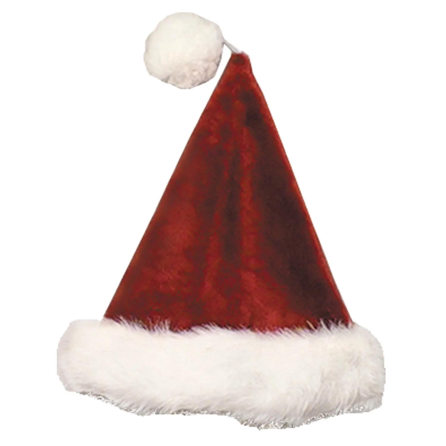 Santa Plush Velvet Burgundy Hat Adult Christmas Accessory