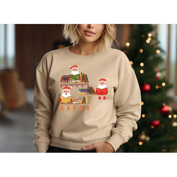 Santa Reading T-shirt, Teacher Christmas Shirts, Librarian Shirt, Book Lover T-shirt, Read