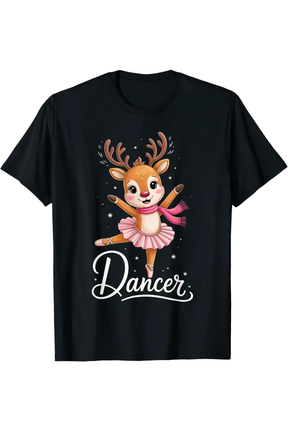 Santa Reindeer Ballet Dancer Christmas Men Women T Shirt Size S-5XL