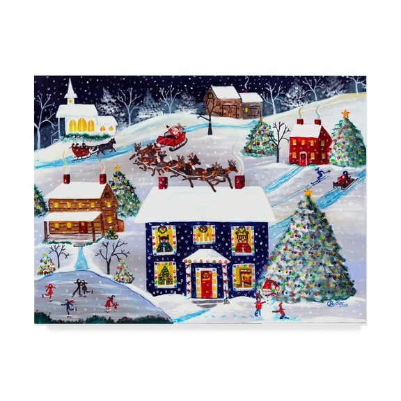 Santa Reindeer Christmas Eve' Canvas Art by Cheryl Bartley