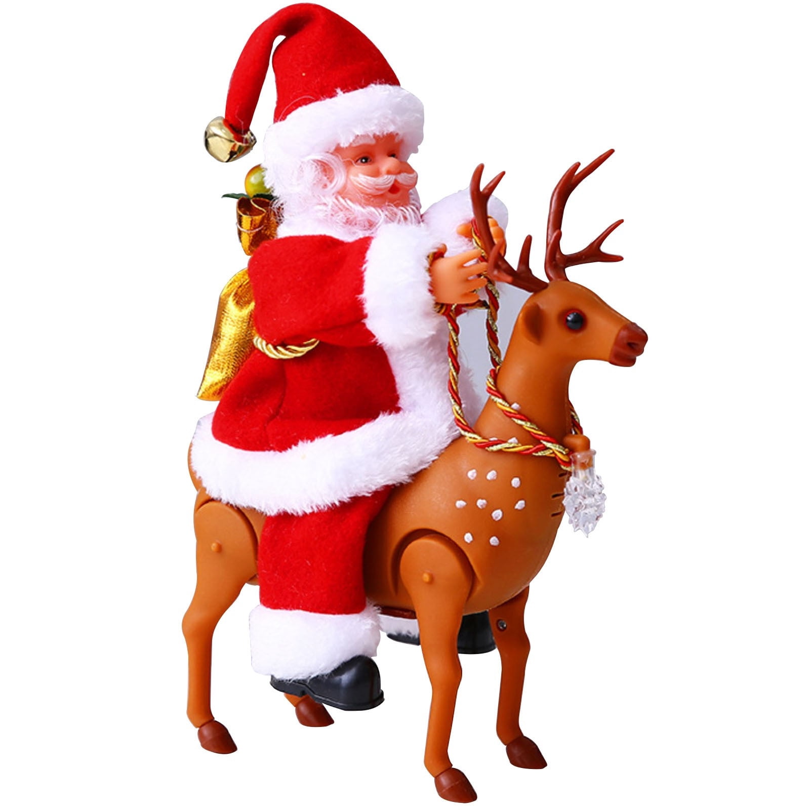 Santa on Reindeer,Cute & Fun Red Plastic Electric Santa Toys,Creative Christmas Toys,Stylish & Chic Electric Plush Santa Doll for Kids Christmas House Decor, Gift