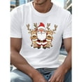 thumbnail image 1 of Santa Reindeer Tee Christmas Holiday Graphic T Shirt Casual Crew Neck Comfort Top Regular Fit White S-5XL, 1 of 4