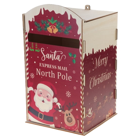Santa Reindeers Mailbox Durability Wood Materials Mailbox For Fireplaces Tabletop Display