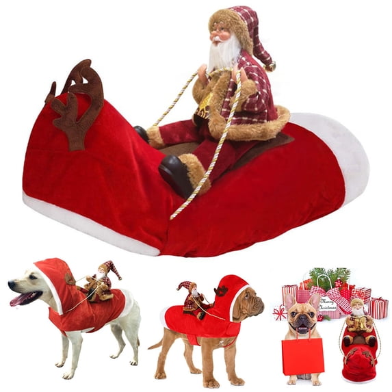 Santa Rider Pet Christmas Costume Adjustable Dog Outfit in Multiple Sizes