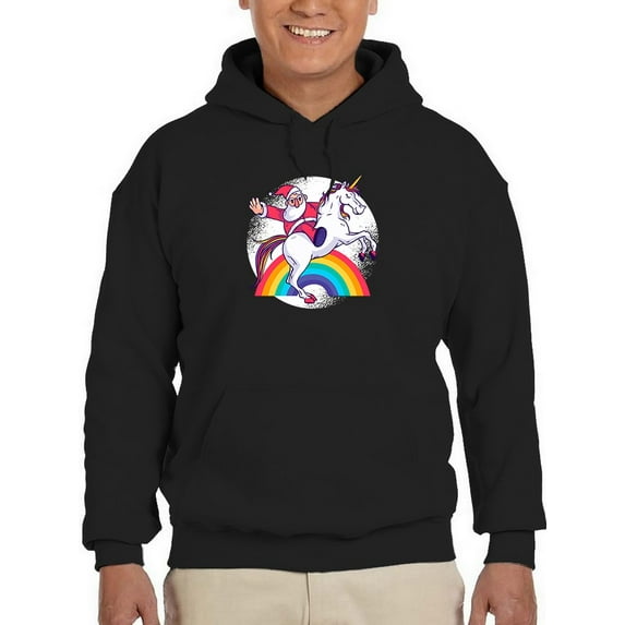 Santa Riding A Unicorn Hoodie Men -Smartprints Designs, Male Large