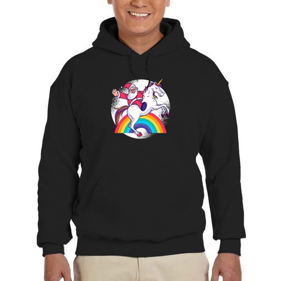 Santa Riding A Unicorn Hoodie Men -Smartprints Designs, Male x-Large