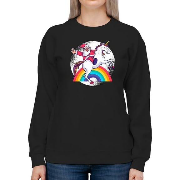 Santa Riding A Unicorn Sweatshirt Women -Smartprints Designs, Female 3X-Large