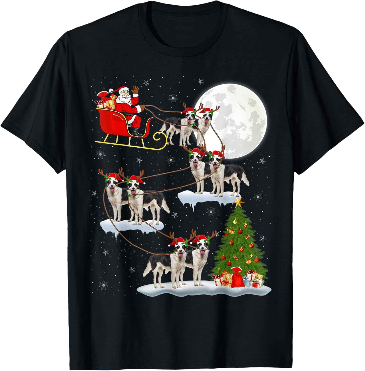 Santa Riding Border Collie Christmas T-Shirt - Walmart.com