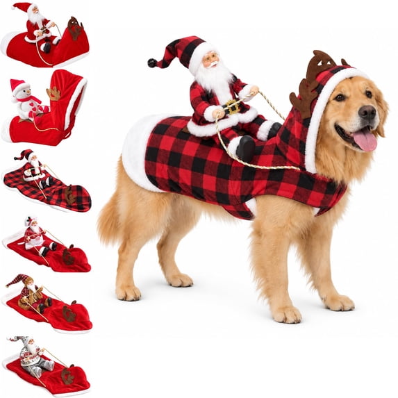 Santa Ress Santa Riding Dog Costume, 3D Santa Rider Pet Christmas Costume with ...