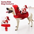 thumbnail image 1 of Santa Riding Dog Costume Pet Christmas Clothes Claus Rider Outfit with Hat Adjustable Band Clothes Funny Holiday Xmas Cosplay Dressing for Small Dogs Easy Pullover Soft Warm, 1 of 6