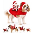 Kitten Riding Dog Santa Riding Pet Christmas Costume for Cats & Dogs - Walmart.com