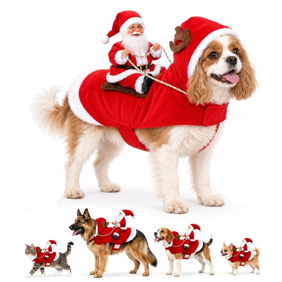 Cat Riding Food Santa Riding Pet Christmas Costume for Cats & Dogs - Walmart.com