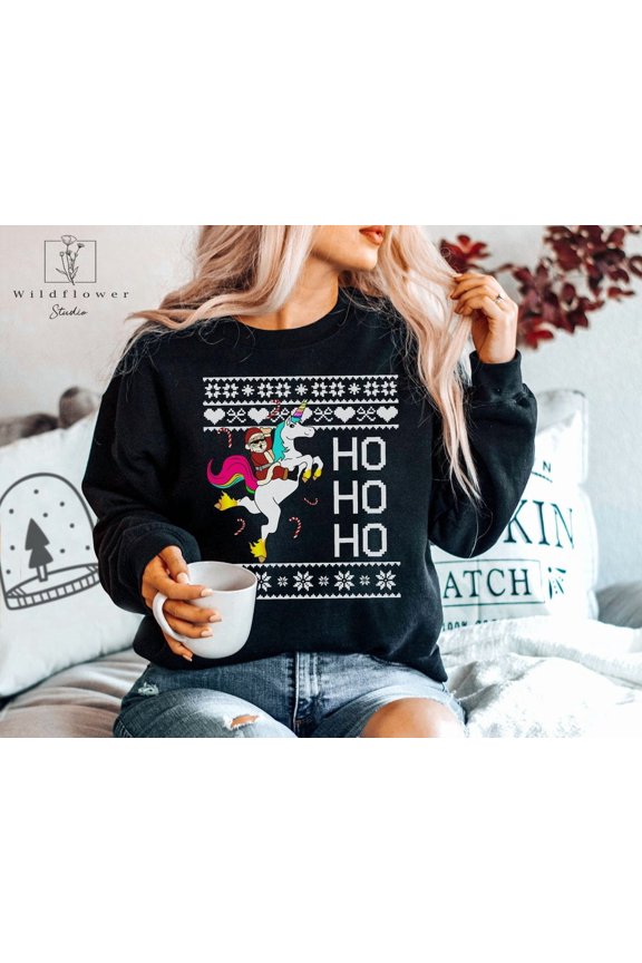 Santa Riding Unicorn season Sweatshirt: All Size S-5Xl