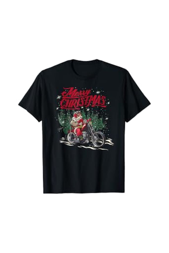 Santa Riding a Motorcycle christmas T-Shirt, Unisex T-Shirt