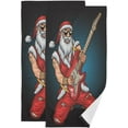 thumbnail image 1 of Santa Rocker Playing Guitar Hand Towels 2 PCS, Unique Kitchen Towel Ultra Soft and Highly Absorbent,Decorative Fingertip Face Towel for Bathroom Hotel, 28.3"x14.4", 1 of 6