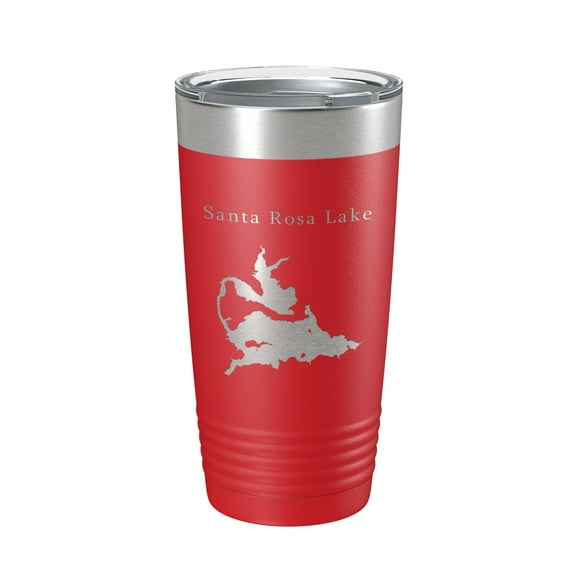 Santa Rosa Lake Map Tumbler Travel Mug Insulated Laser Engraved Coffee Cup New Mexico 20 oz Red