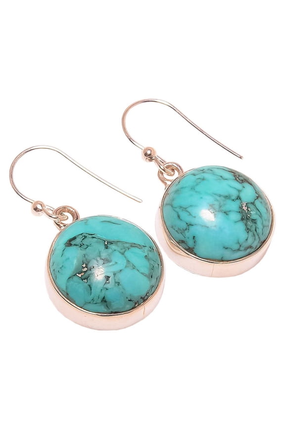 Santa Rosa Turquoise Solid 925 Sterling Silver Earring Size 1.30", Dangle Handmade Earring, Compressed Turquoise Earring, Blue Earring, Gemstone Earri