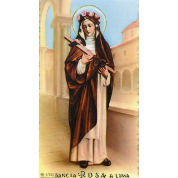 Santa Rosa de Lima N holy card - laminated - Pack of 25