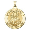 thumbnail image 1 of Santa Rosalia Religious Medal - 3/4 Inch Size of a Nickel -Solid 14K Yellow Gold, 1 of 4
