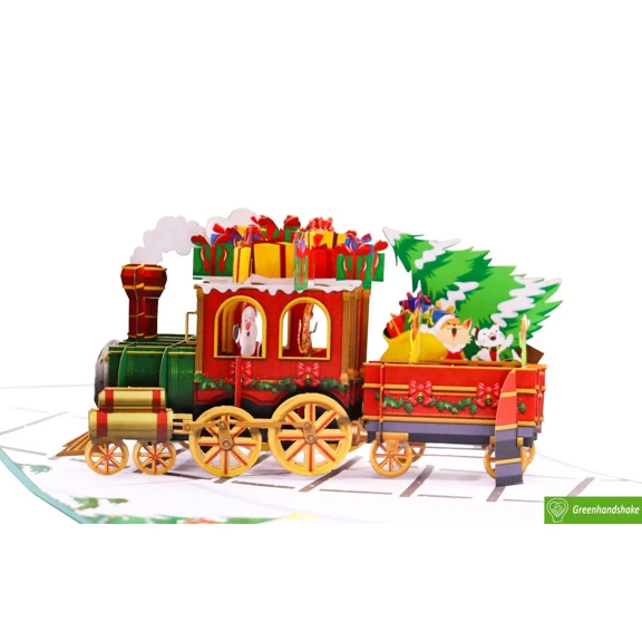 SantaS Holiday Express, Pop Up Card, 3D Popup Greeting Cards