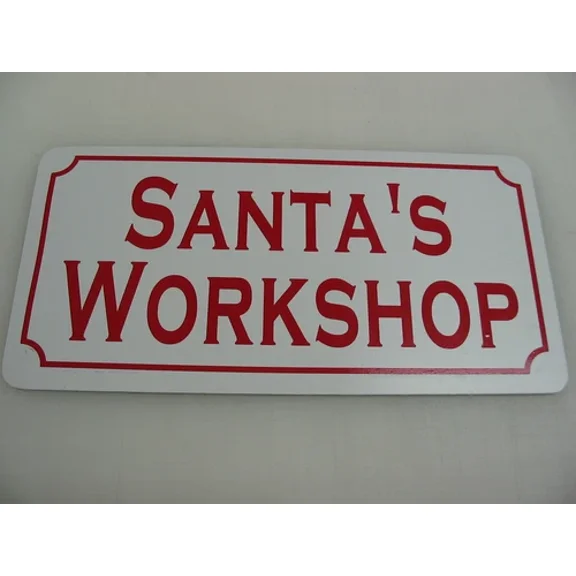 Santa'S Workshop Metal Tin Sign For Farm Barn Home Christmas Decoration