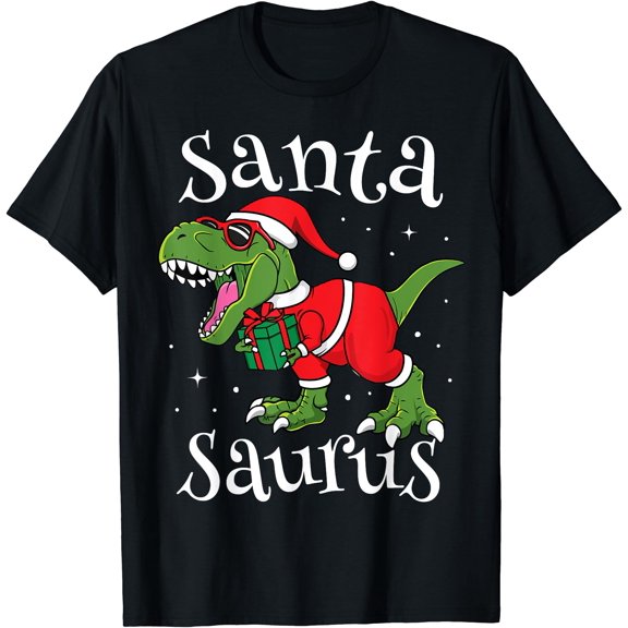Santa Saurus Christmasaurus Boys Christmas Dinosaur Dino T-Shirt