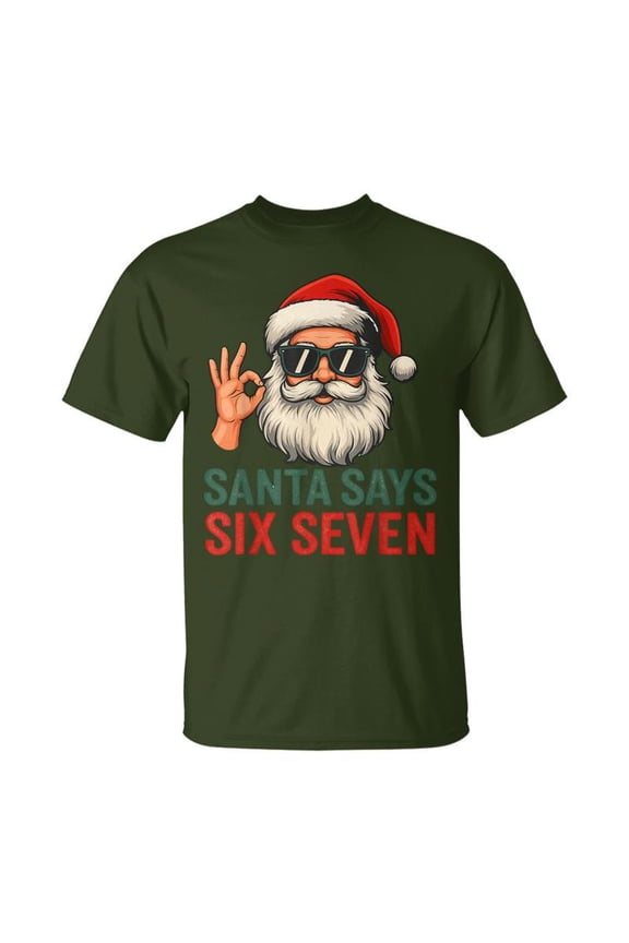 Santa Says Six Seven Viral Meme Retro Christmas Xmas TShirt