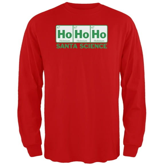 Santa Science Periodic Table Red Adult Long Sleeve T-Shirt - X-Large