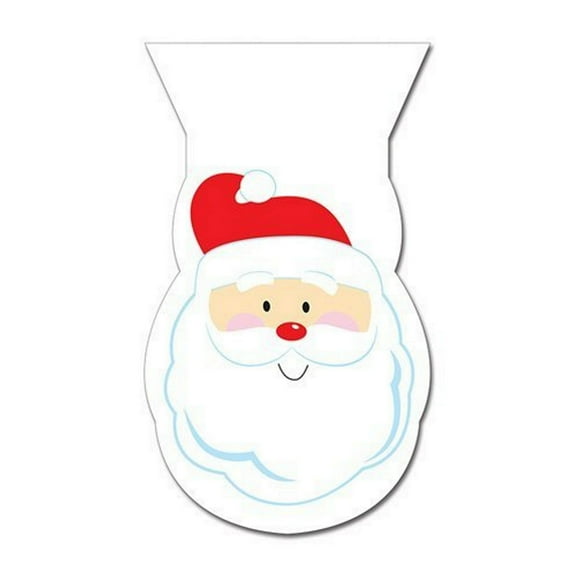 Santa Shaped Cello Bags with Red Twist Ties - 9in. x 6in. - 20 Pack (077208)