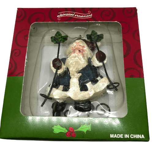 Santa Skiing Whimsical Christmas Ornament Xmas Holiday Funny Cute St. Nick Winter Tree Decoration