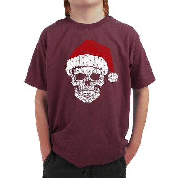 Santa Skull - Boy's Word Art T-Shirt