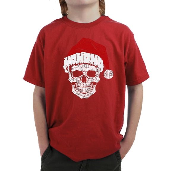 Santa Skull - Boy's Word Art T-Shirt