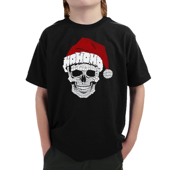 Santa Skull - Boy's Word Art T-Shirt