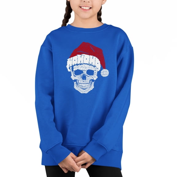 Santa Skull - Girl's Word Art Crewneck Sweatshirt