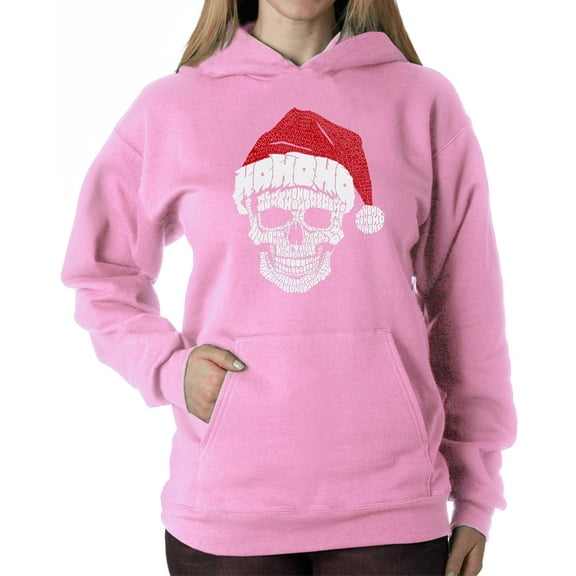 Santa Skull - Women's Word Art Hooded Sweatshirt
