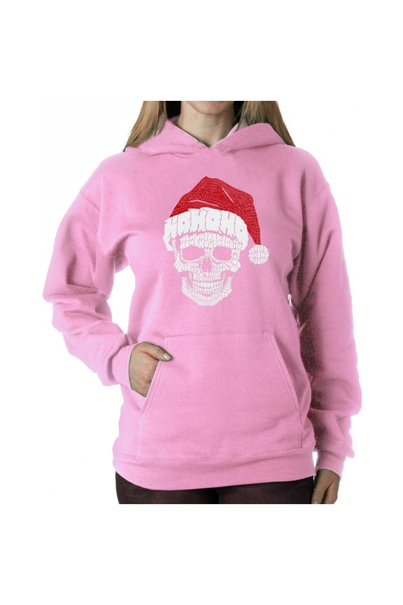 Santa Skull - Women's Word Art Hooded Sweatshirt
