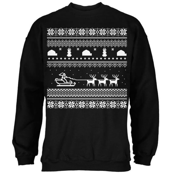 Santa Sleigh Black Adult Sweatshirt