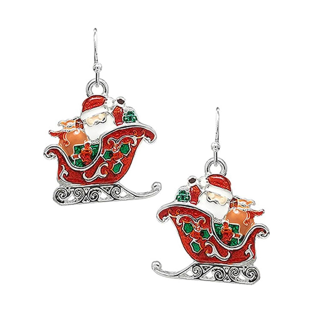 Santa Sleigh Christmas Earrings