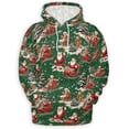 thumbnail image 1 of Santa Sleigh Christmas Hoodie, Festive Holiday Pullover, Santa with Teddy Bears in Sleigh, Snowy Christmas Scene, Cozy Xmas Hooded Sweatshirt for Men Women, 1 of 6