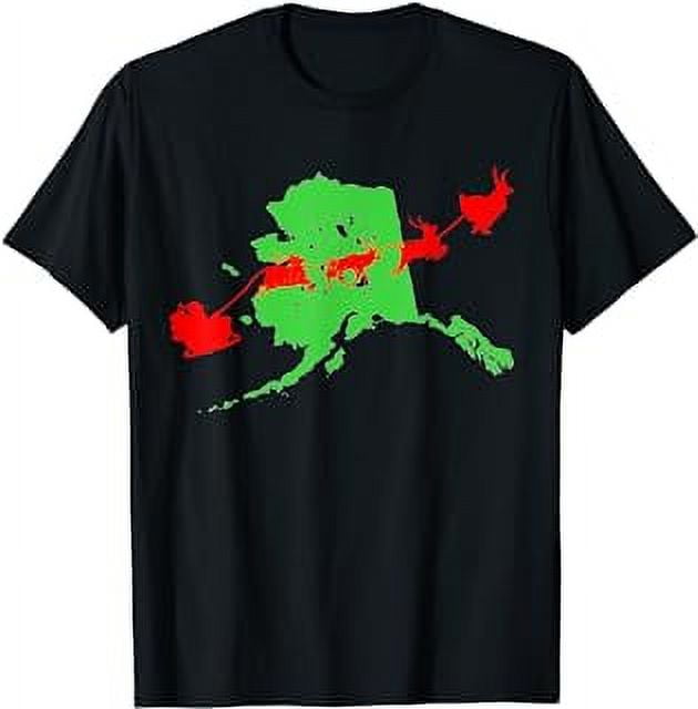 Santa Sleigh Over Alaska Christmas State Silhouette T-Shirt - Walmart.com