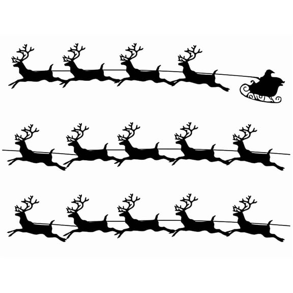 Santa Sleigh Reindeer Edible Icing Image Cake Border Strips & Cake Toppers, by TNCT (3 Count)
