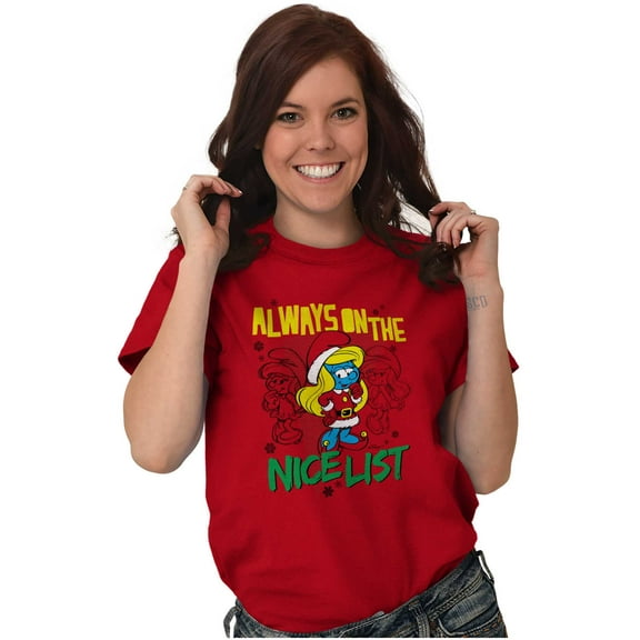 Santa Smurfette Christmas Nice List Women's Graphic T Shirt Tees Brisco Brands S