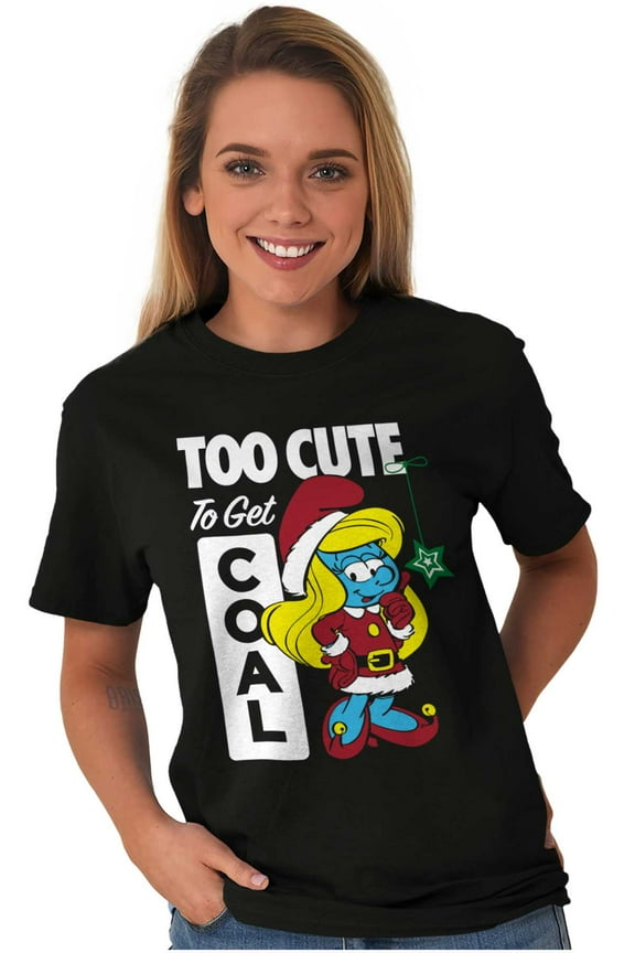 Santa Smurfette Too Cute Christmas Women's Graphic T Shirt Tees Brisco Brands L