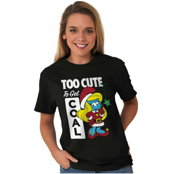 Santa Smurfette Too Cute Christmas Women's Graphic T Shirt Tees Brisco Brands L